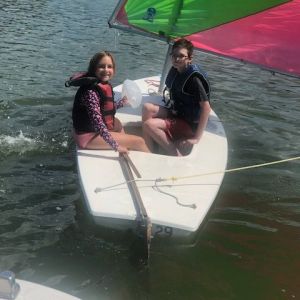 two campers heading out on the water