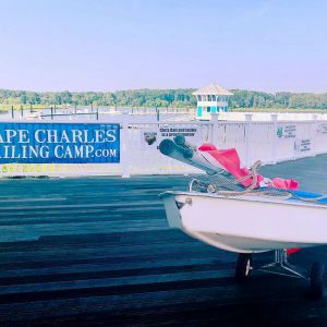 sunfish boat on dock