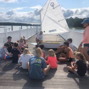 campers on the dock